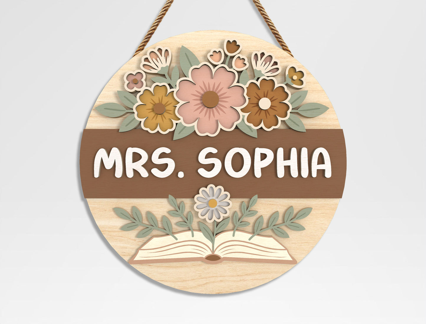 Personalized Teacher Floral Classroom Sign SVG Bundle Laser Cut File for xTool