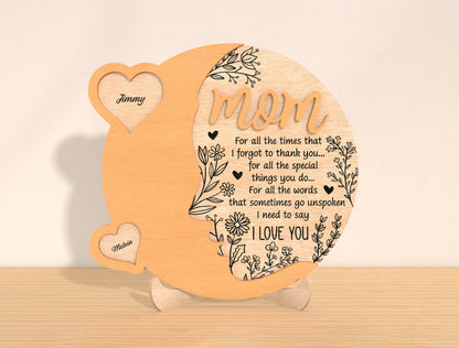 Family Heart Plaque SVG Bundle Mom Quote Name Hearts for Glowforge