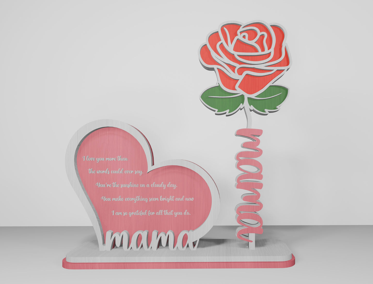 Rose Mom Tabletop Decor SVG Bundle Mother's Day for LightBurn