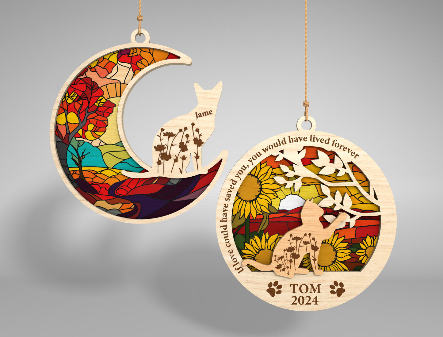 Personalized Cat Memorial Ornament SVG Laser Cut File for xTool and Glowforge