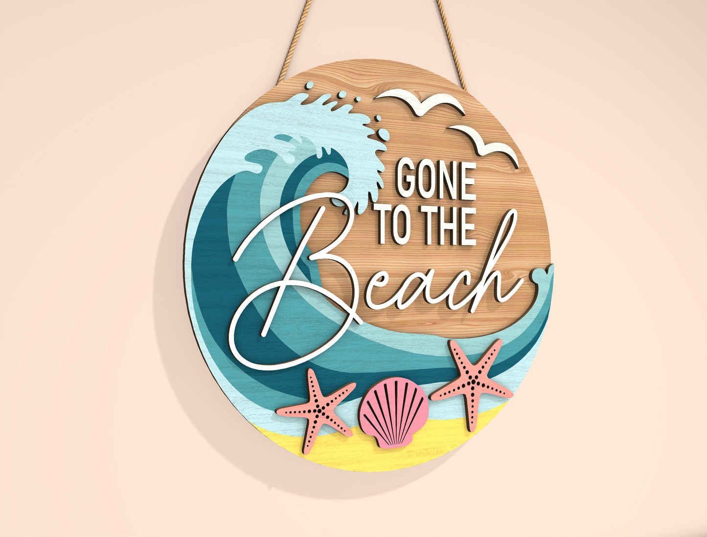 “Gone to the Beach” Door Sign SVG for xTool and Glowforge