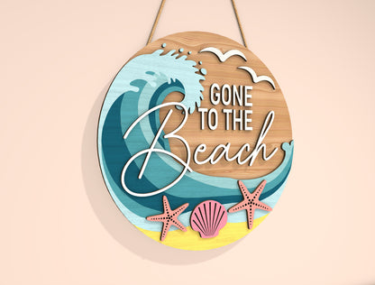 “Gone to the Beach” Door Sign SVG for xTool and Glowforge