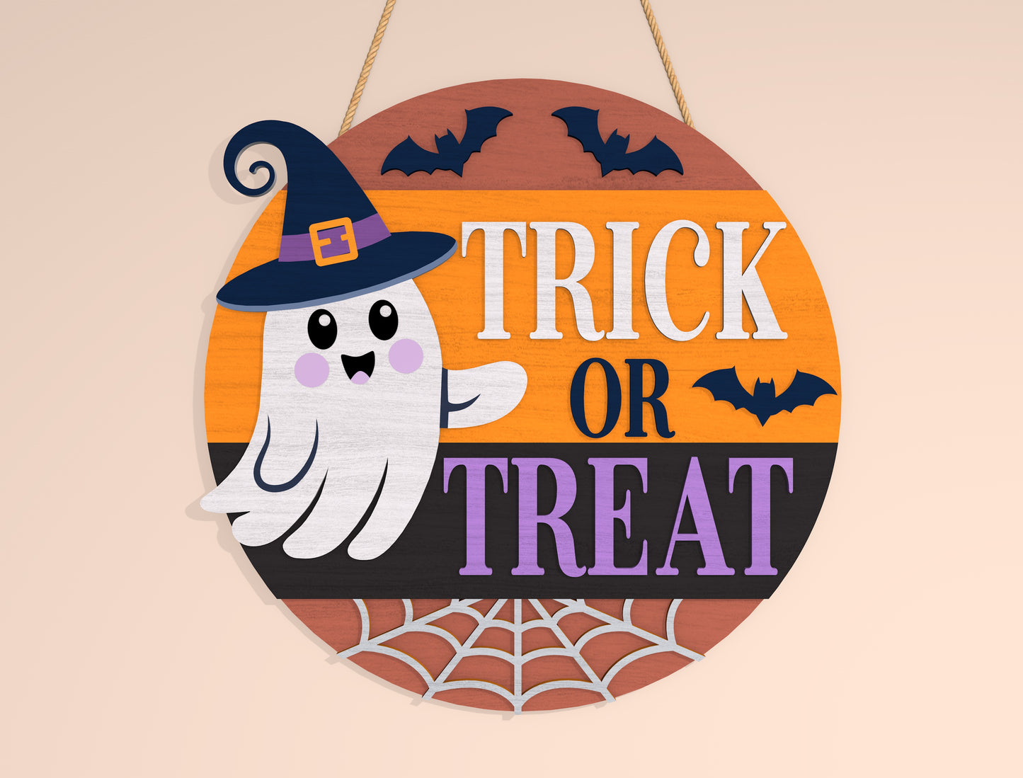 Trick or Treat Ghost Door Hanger SVG Set for Glowforge xTool LightBurn