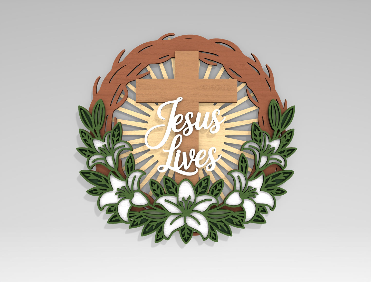 Multilayer Christian Easter Wreath SVG Bundle 6 Designs for LightBurn and xTool