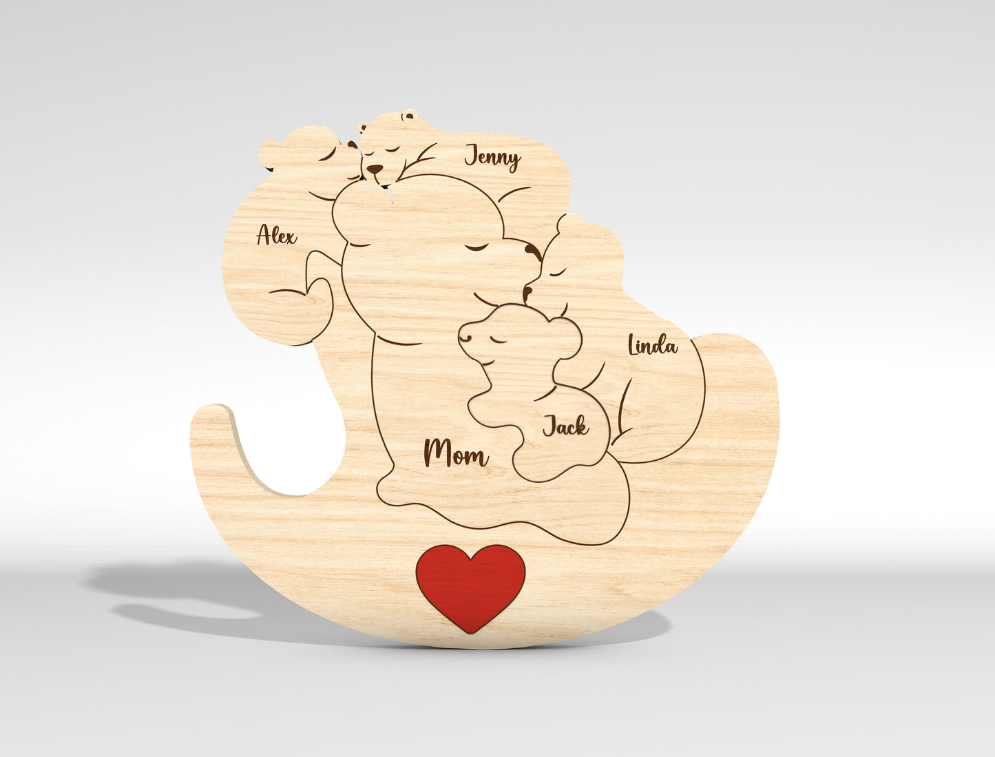 Custom Name Mama Bear Puzzle Sign SVG for xTool and LightBurn