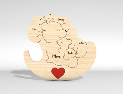 Custom Name Mama Bear Puzzle Sign SVG for xTool and LightBurn