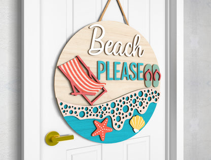 Beach Please Door Hanger SVG for Glowforge