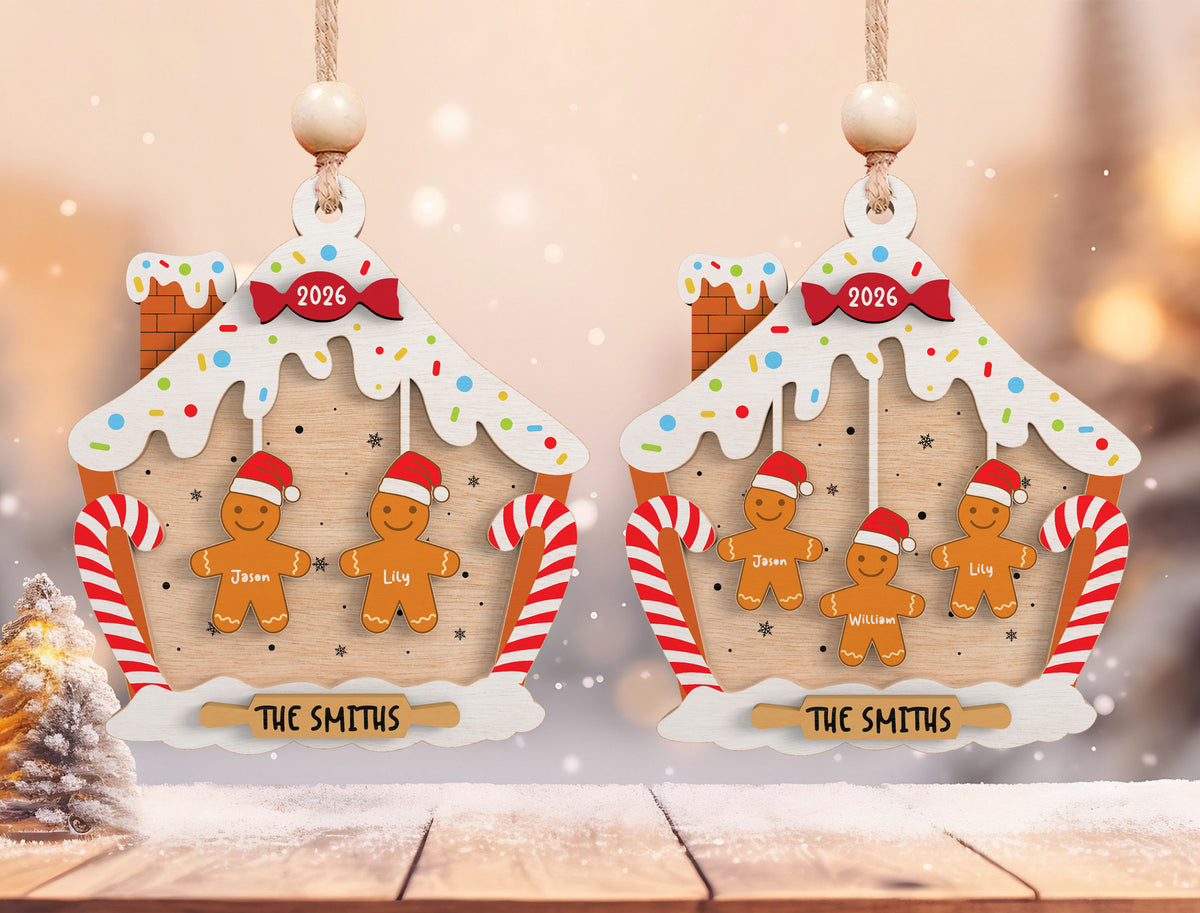 Personalized Gingerbread House Family Christmas Ornament SVG 2