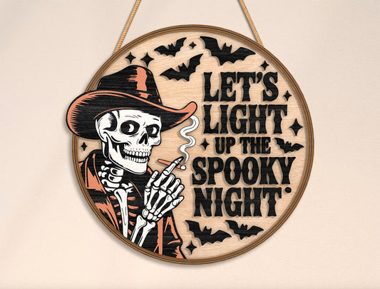 Vintage Halloween Round Door Sign SVG Bundle for Glowforge xTool LightBurn 6 Designs