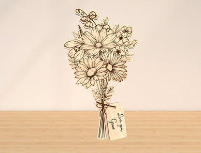 Flower Bouquet Sign SVG Bundle 10 Flowers 21 Tags for Glowforge and xTool