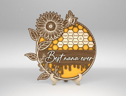 Best Mom Ever Bee Honeycomb Sign SVG for Glowforge and xTool