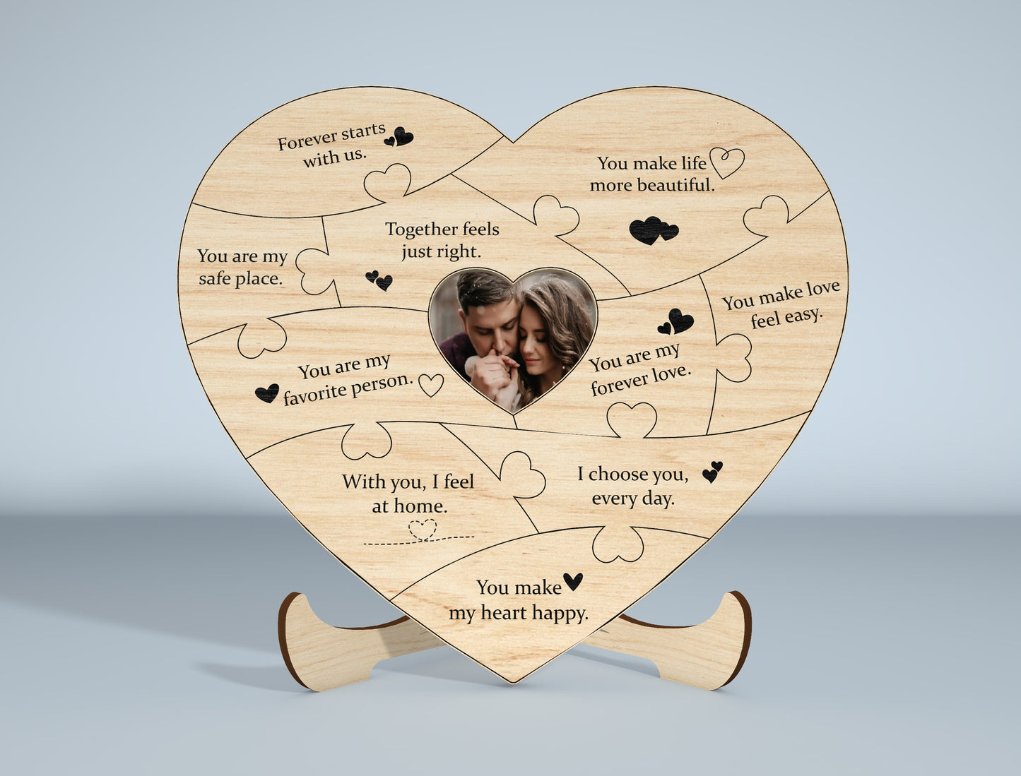 Couple Puzzle Photo Frame Laser Cut File Bundle | Romantic Love Decor | Wooden Keepsake Art | Glowforge, xTool, LightBurn, etc.