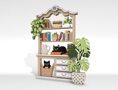 Cat Bookshelf SVG Multilayer Laser Cut File for Glowforge and LightBurn