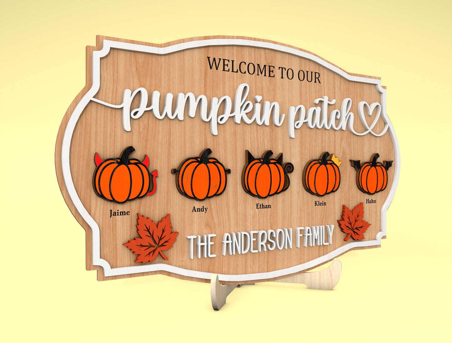 Personalized Pumpkin Patch Family Name Sign SVG for Glowforge xTool LightBurn