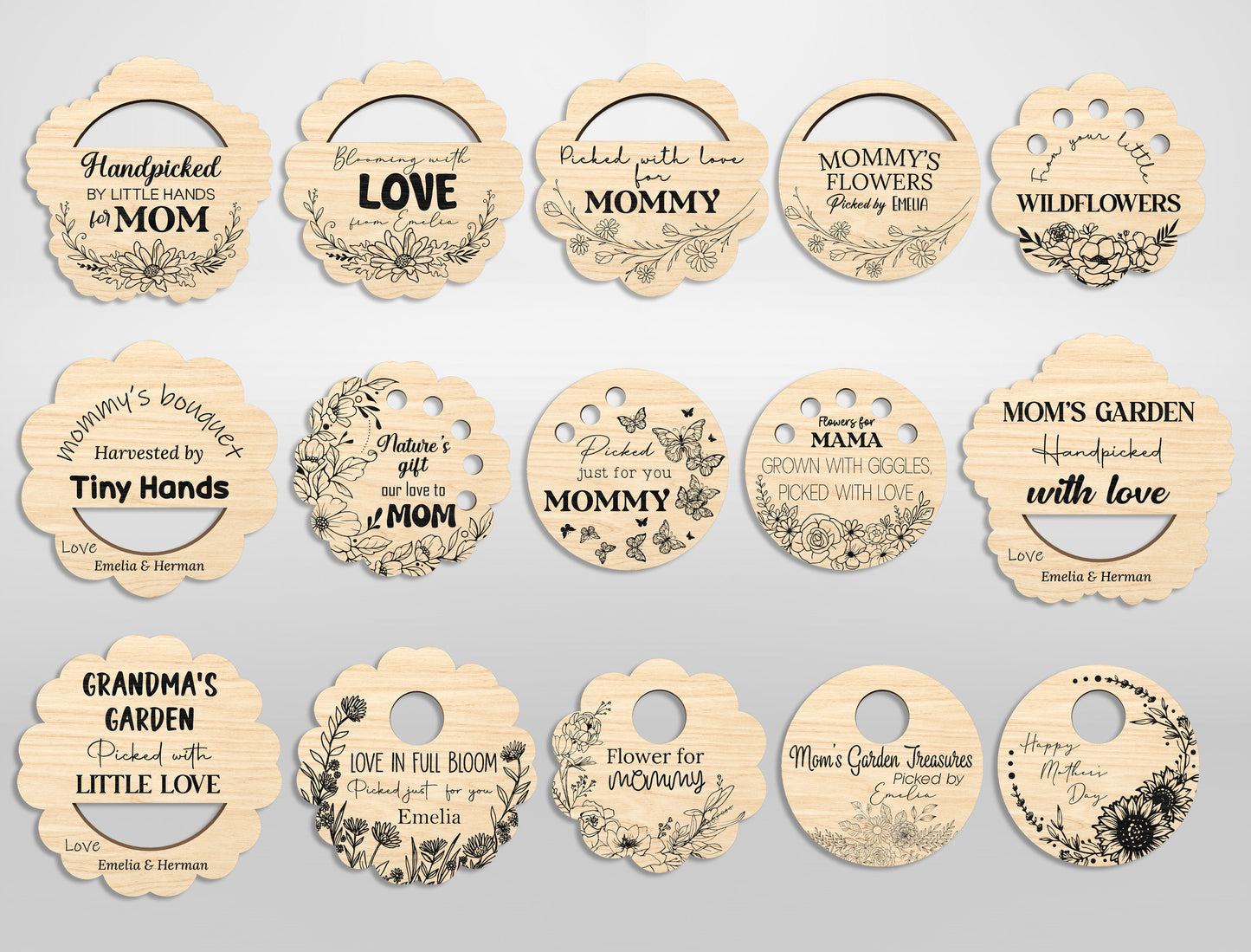 Jar Topper Flower Holder SVG Bundle Engraved Mom for Glowforge and xTool
