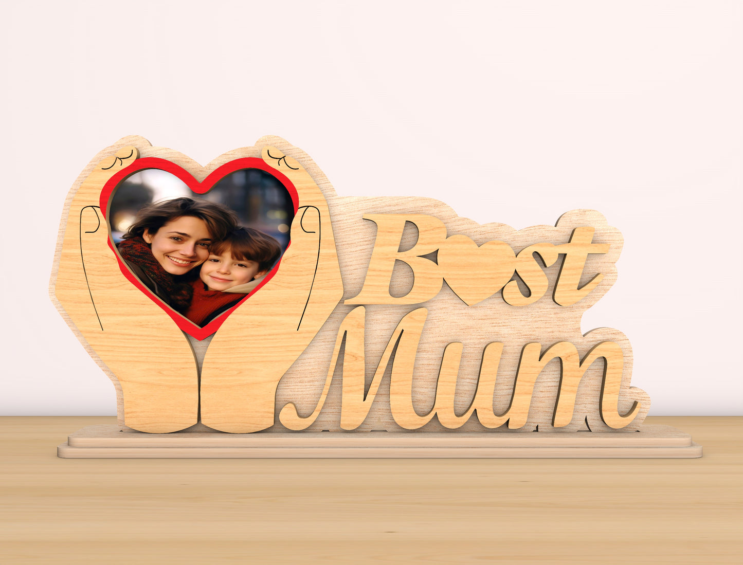 Best Mother Photo Frame Laser Cut File| Personalized Mom Name Decor | Heart Hands Wooden Sign | Glowforge, xTool, LightBurn etc.