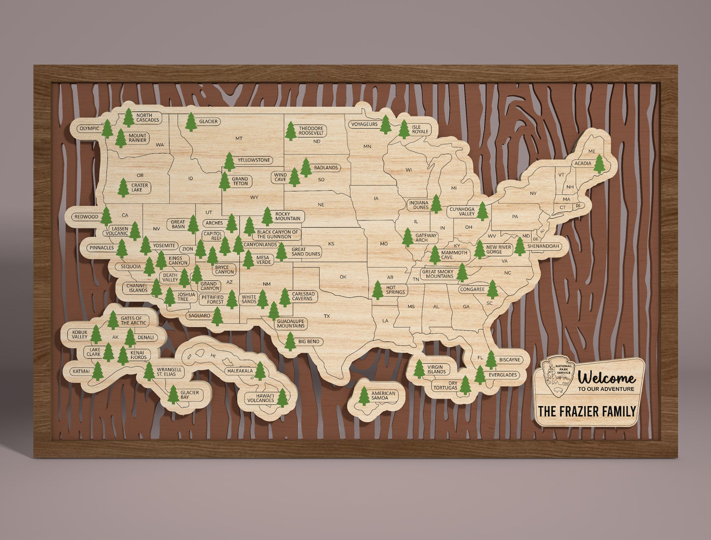 USA National Parks Map SVG Laser Cut File for xTool and Glowforge