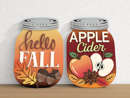 Fall Mason Jar Sign SVG Bundle for Glowforge xTool LightBurn | 12 Designs
