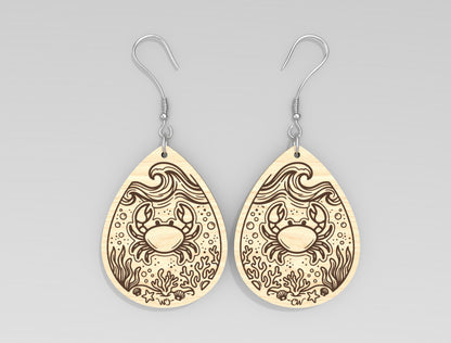 Ocean Animal Earrings SVG Laser Cut File for Glowforge and xTool