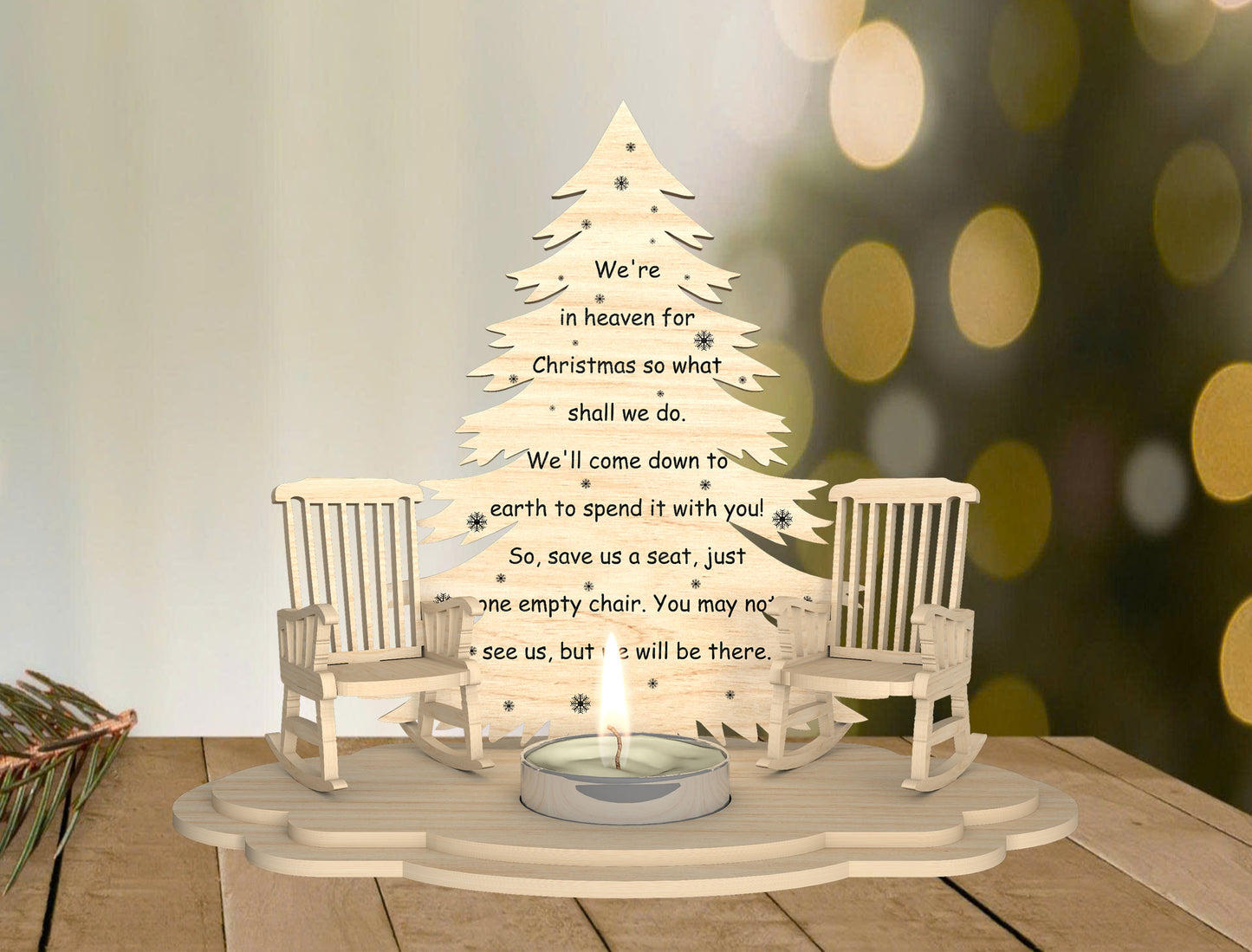 Christmas Memorial Tree Candle Holder SVG for Glowforge and LightBurn