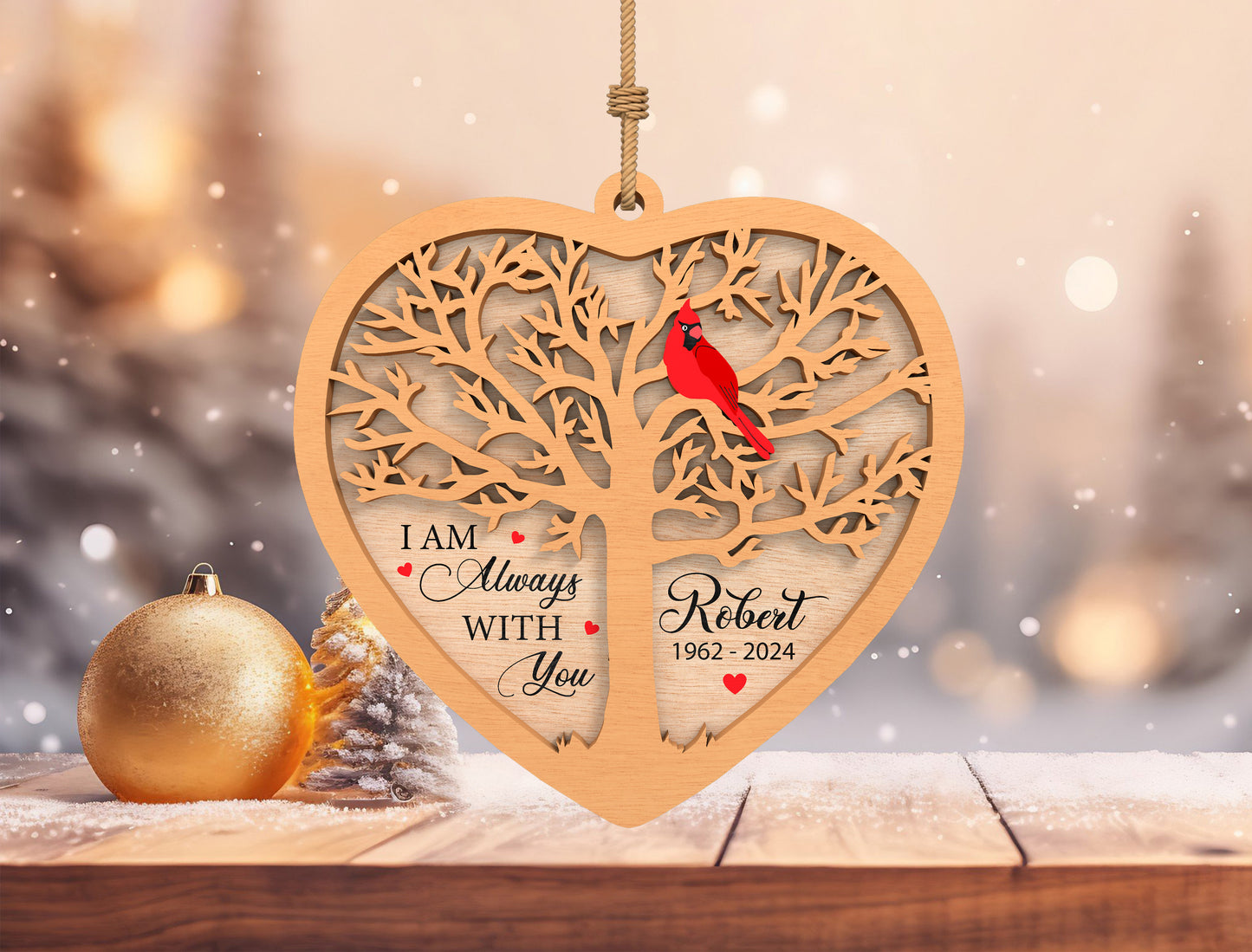 Cardinal Memorial Heart SVG for Glowforge and LightBurn