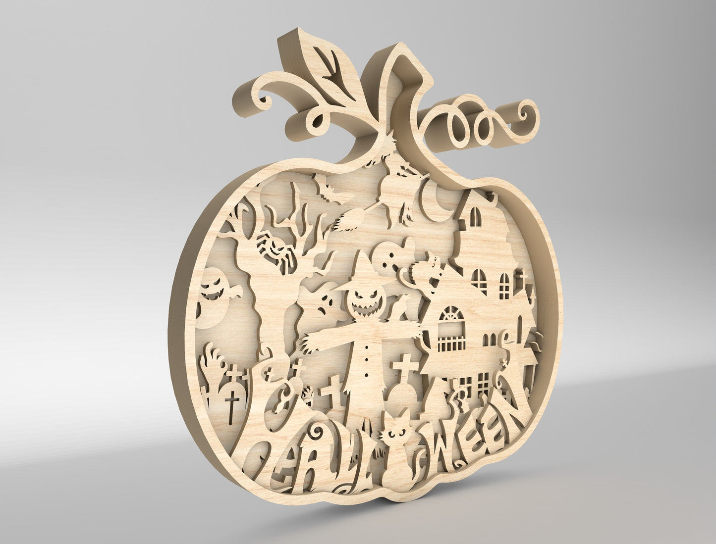 Halloween Pumpkin Multilayer SVG 10 Inch for Glowforge xTool LightBurn