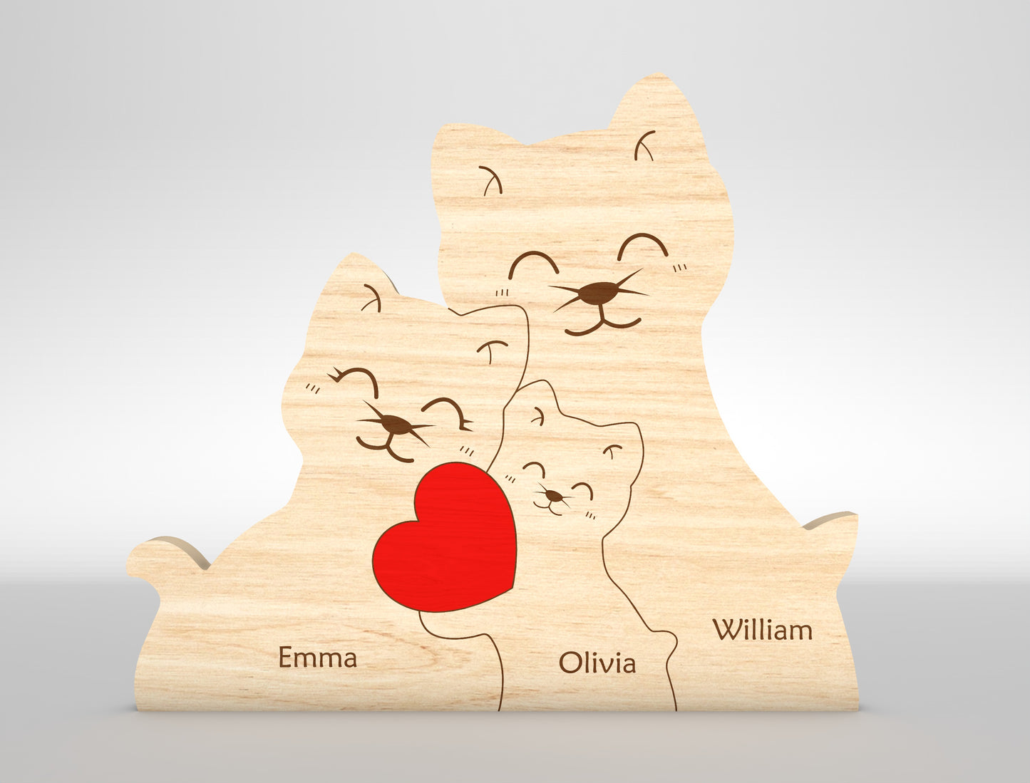 Custom Name Cat Family Puzzle Sign SVG for LightBurn and xTool