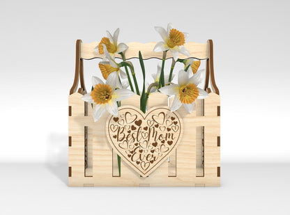 Mother's Day Flower Basket SVG Engraved Floral Gift Laser Cut File for Glowforge and xTool