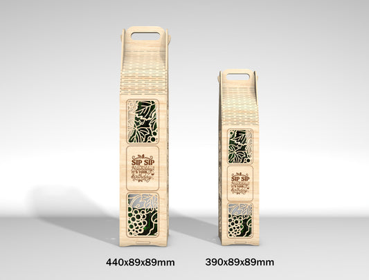 Wine Bottle Gift Box SVG Laser Cut File for Glowforge and LightBurn