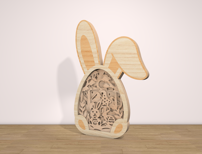 Multilayer Bunny Easter Pattern SVG Rabbit Egg Frame for Glowforge and xTool