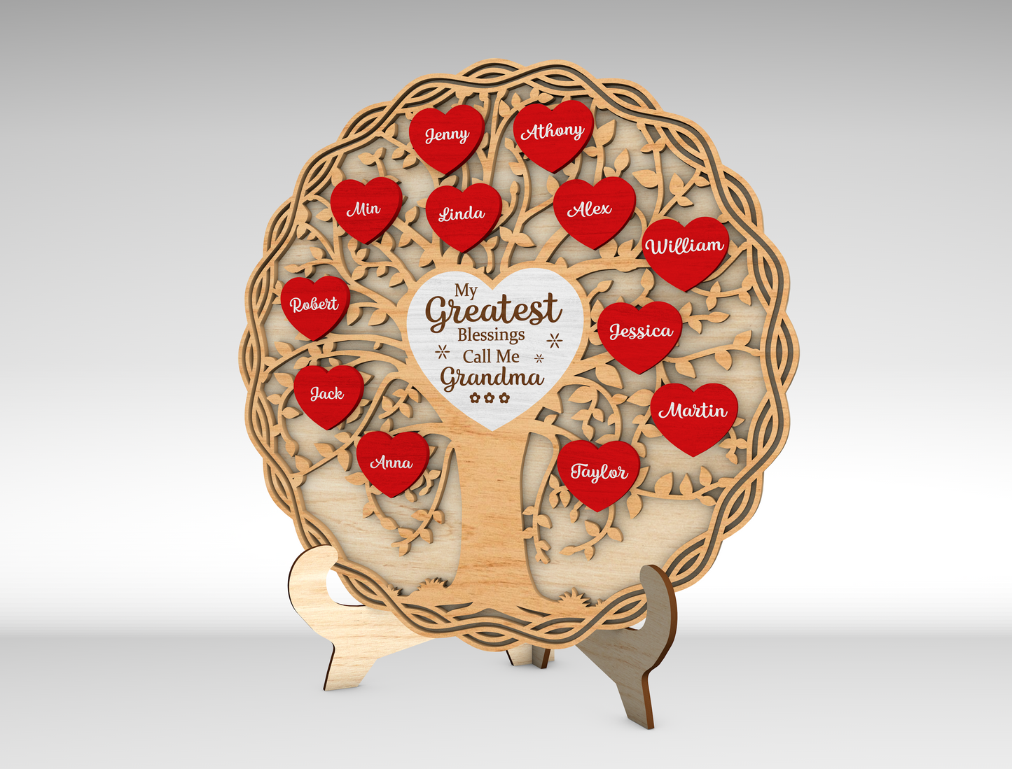 Personalized Mom Tree Heart Sign SVG for Glowforge and xTool