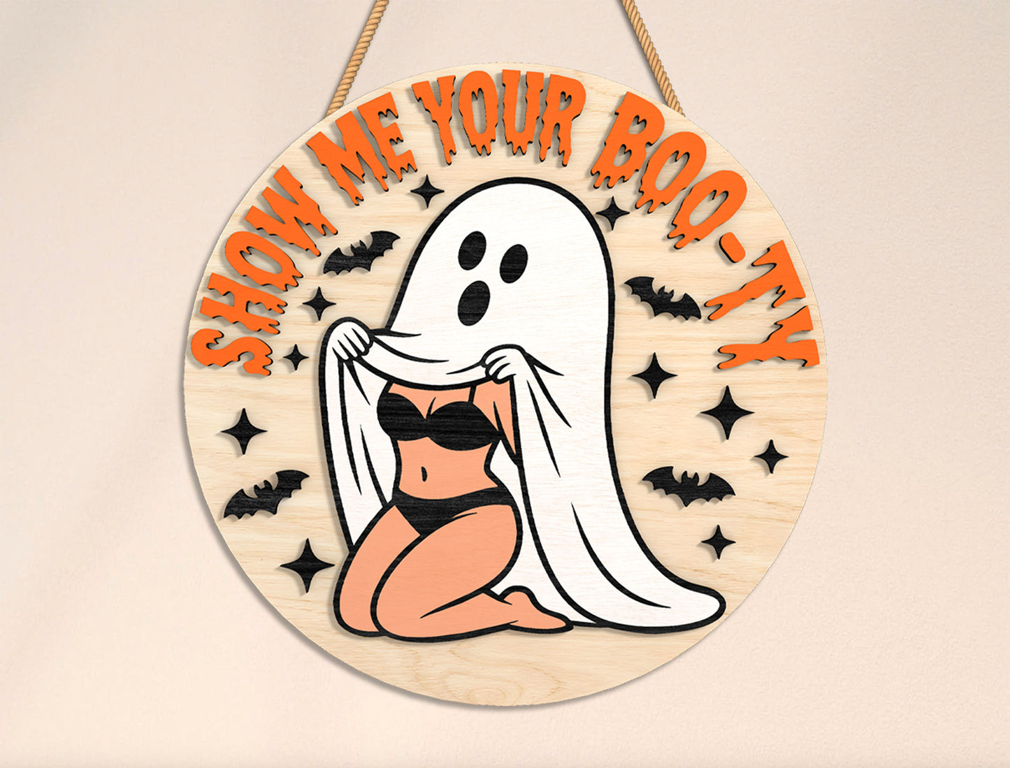 Sexy Ghost Door Sign SVG Bundle for Glowforge xTool LightBurn 6 Designs