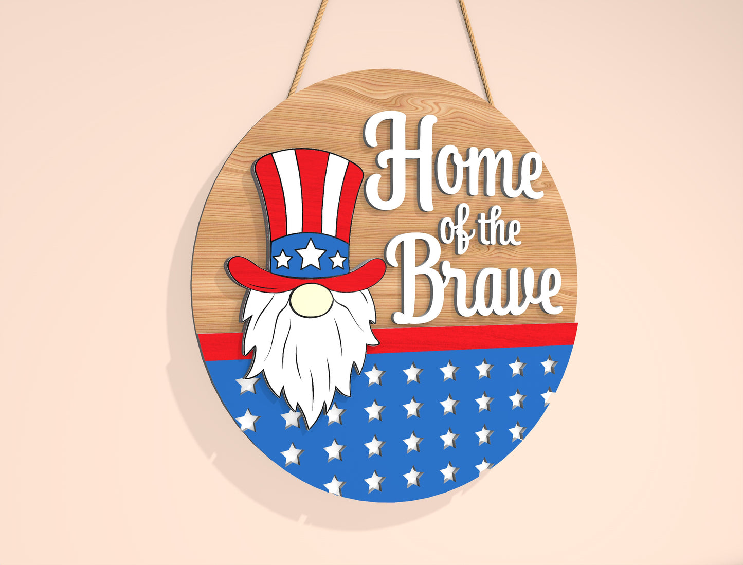Home of the Brave Gnome SVG Laser Cut File for Glowforge