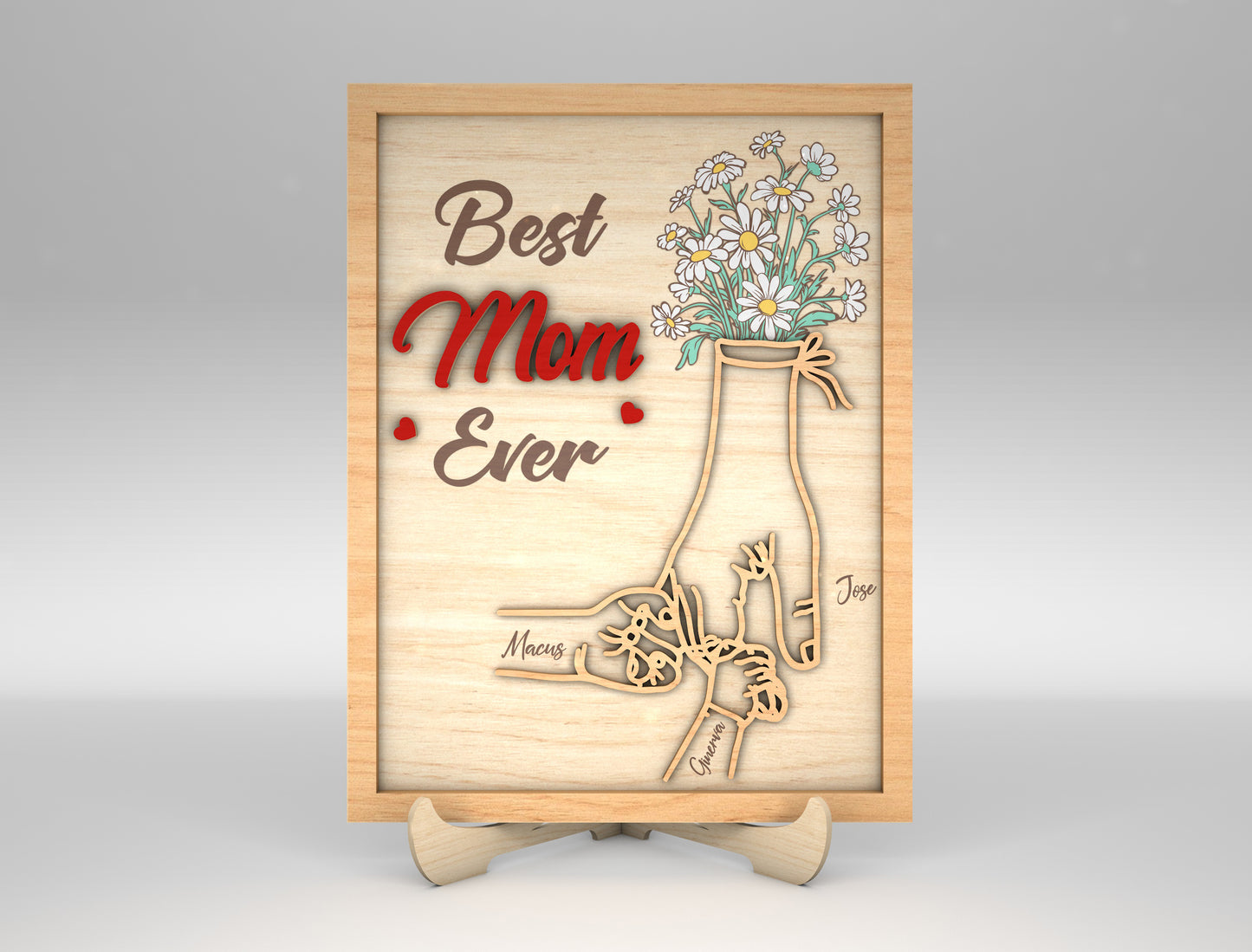 Best Mama Ever Family Hands Flower Sign SVG for Glowforge