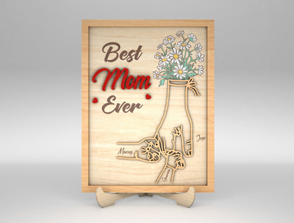 Best Mama Ever Family Hands Flower Sign SVG for Glowforge
