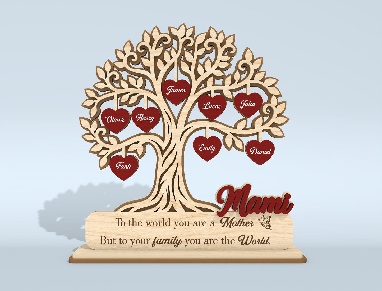 Personalized Family Tree Stand Sign SVG for Glowforge and xTool