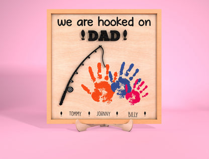 Personalized Fishing Handprint Dad Sign SVG Laser Cut File for Glowforge and LightBurn