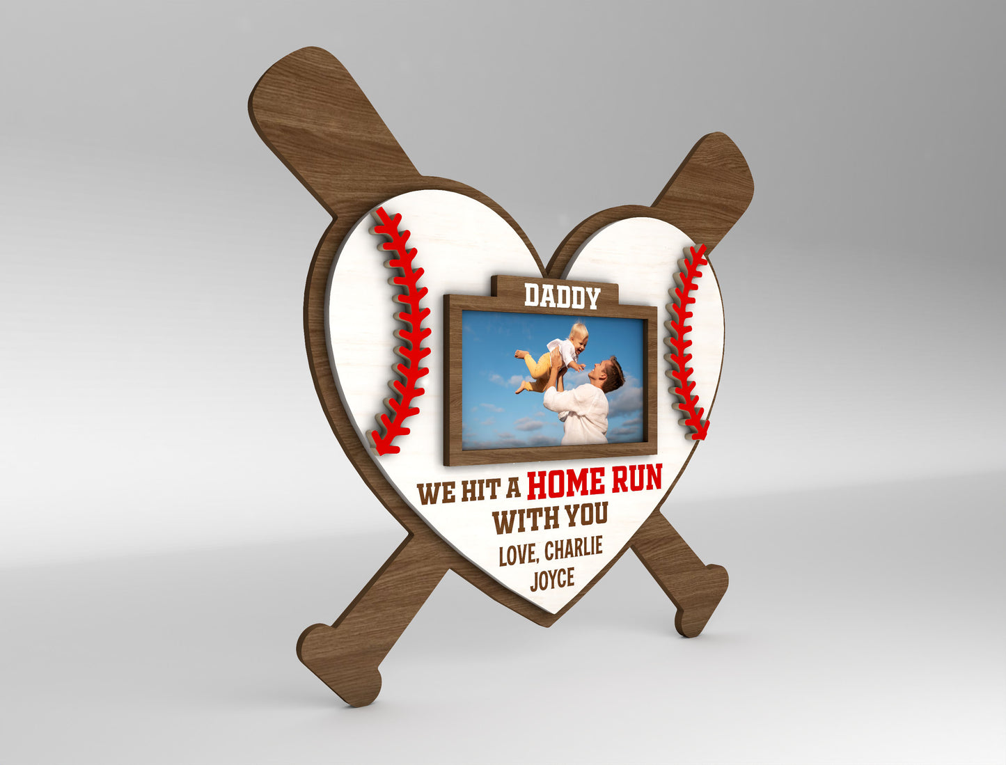 Baseball Dad Photo Frame Sign SVG Laser Cut File for Glowforge and xTool