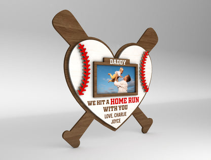 Baseball Dad Photo Frame Sign SVG Laser Cut File for Glowforge and xTool