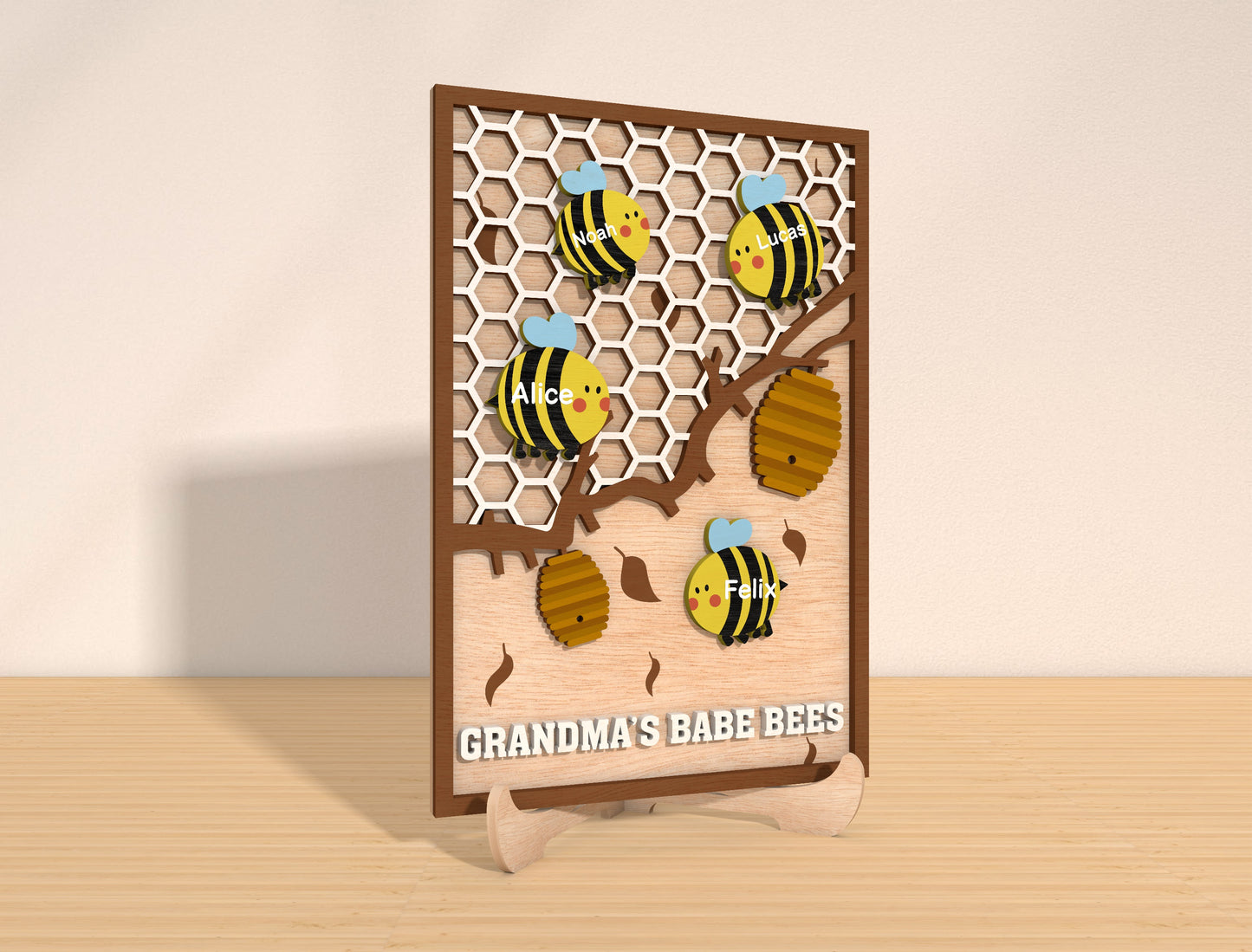 Personalized Grandma Bee Honeycomb Sign SVG Bundle for Glowforge