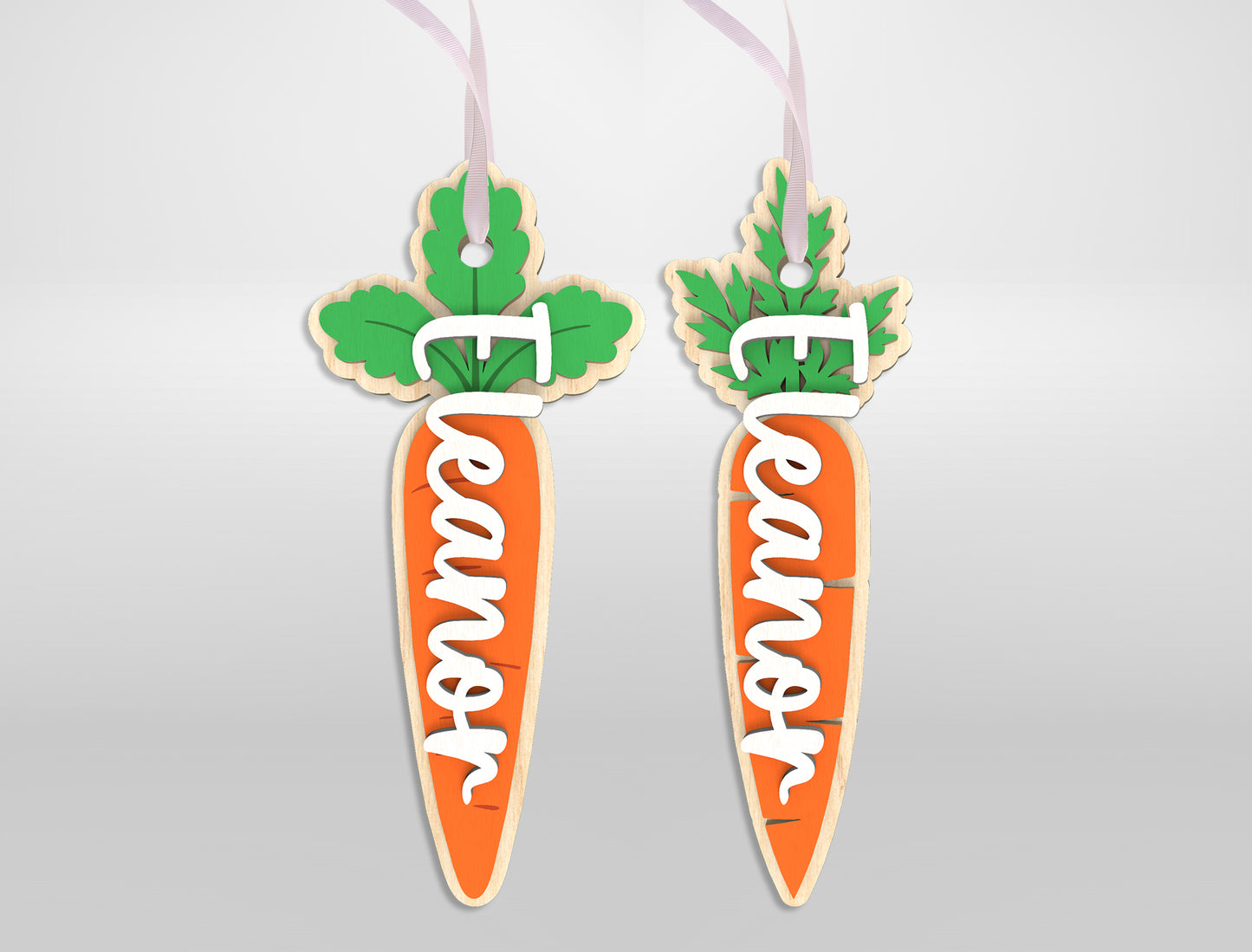 Personalized Easter Basket Tags SVG Bunny Carrot Name 9 Designs for Glowforge