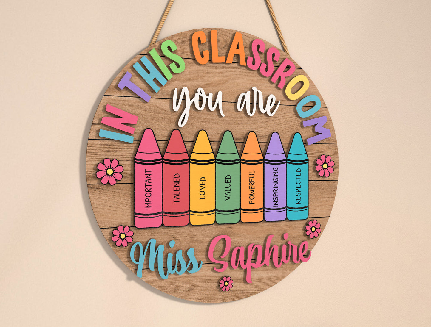 Personalized Classroom Door Sign SVG Laser Cut File for Glowforge and LightBurn