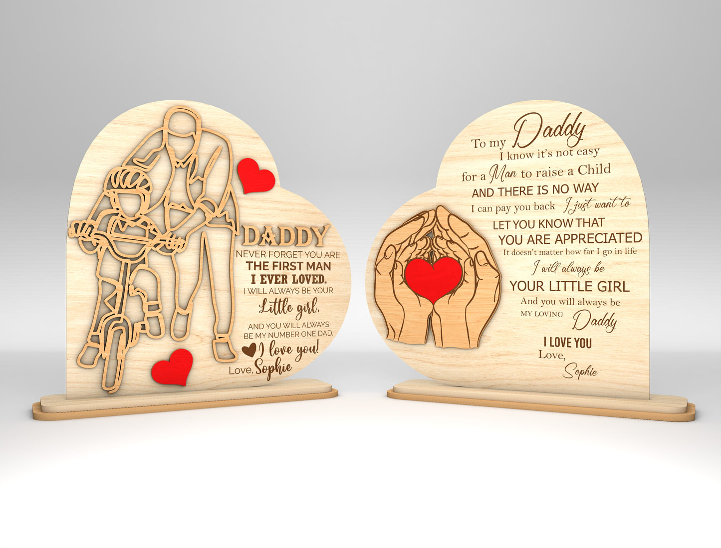 Dad and Daughter Love Sign SVG Laser Cut File for Glowforge and xTool