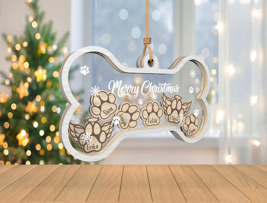 Dog Bone Shaker Ornament SVG Pet Memorial Christmas Decor Laser Cut File for Lightburn