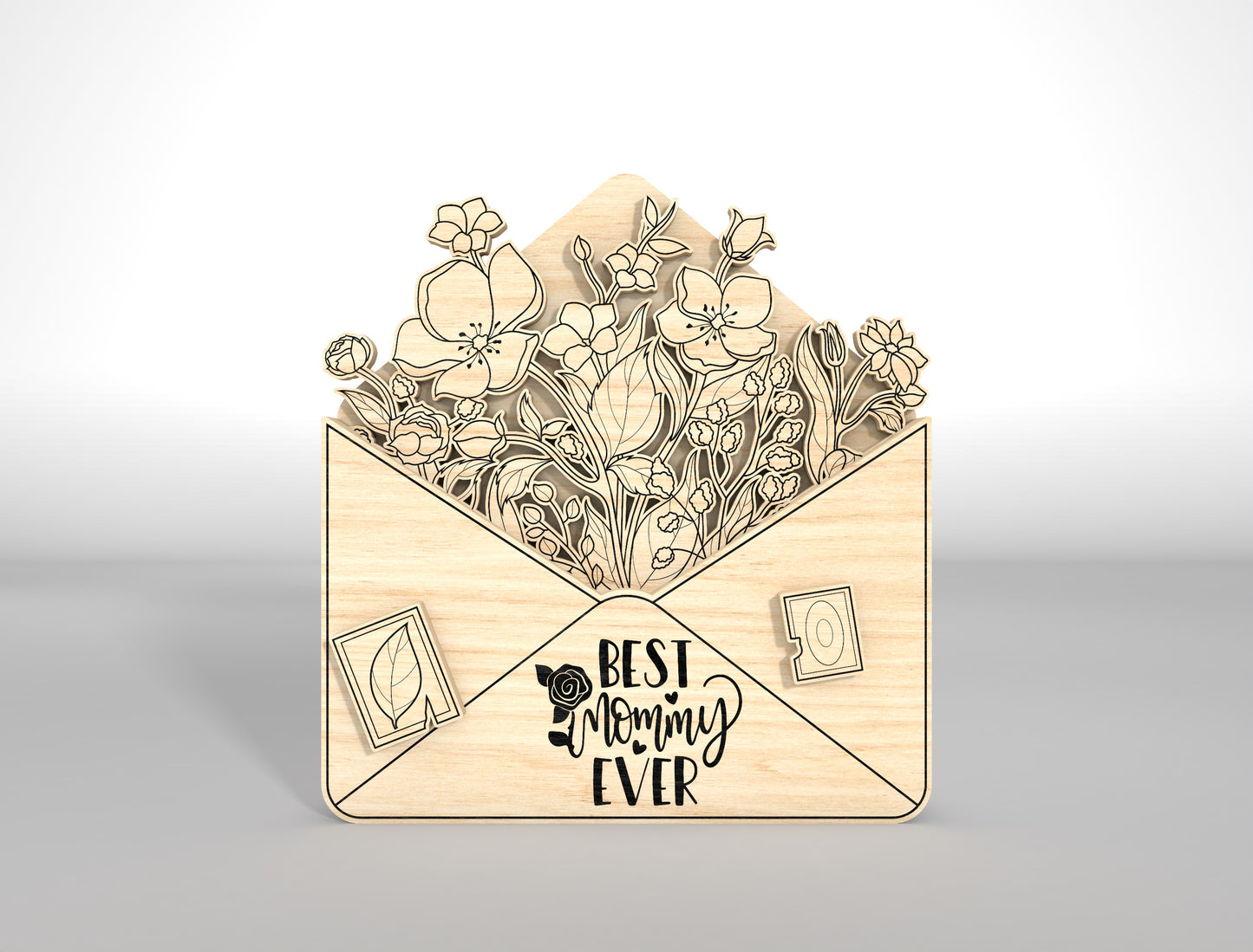 Botanical Floral Gift Card Holder SVG Envelope for LightBurn and xTool