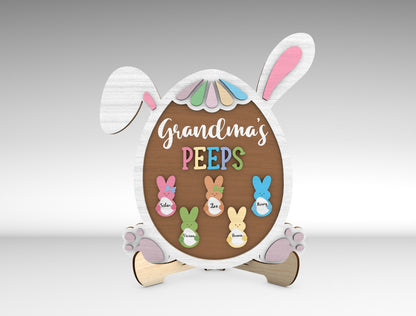 Personalized Easter Bunny Family Sign SVG Grandma Peeps for Glowforge