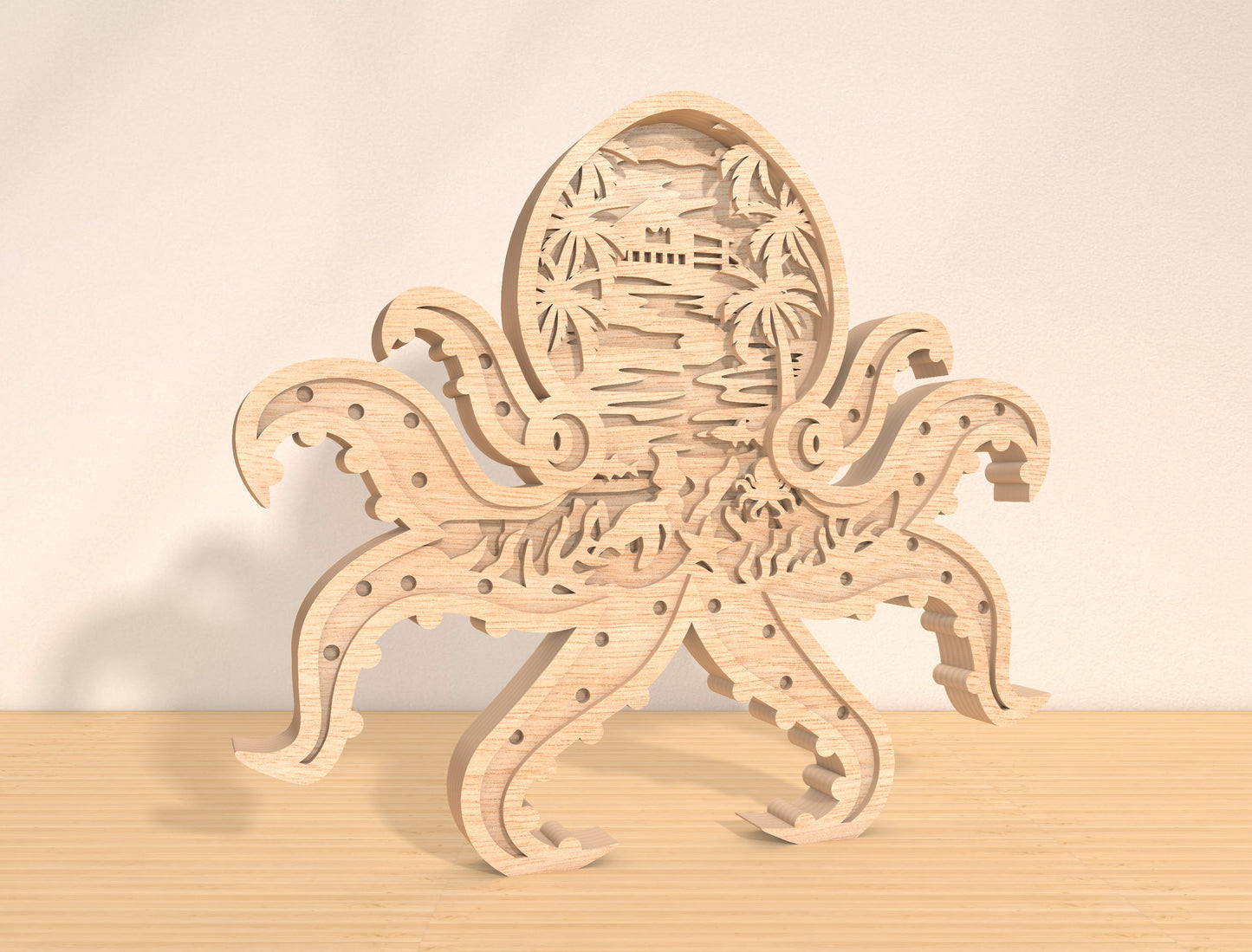 Multilayer Octopus Ocean Scene SVG for Glowforge and LightBurn