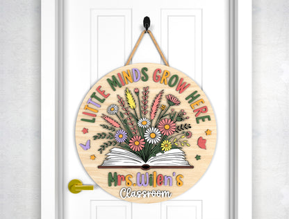 Little Minds Grow Here Door Hanger SVG for Glowforge and xTool Users