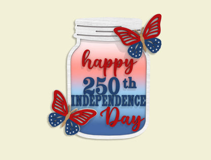 4th of July Mason Jar Laser Cut SVG Bundle for Glowforge