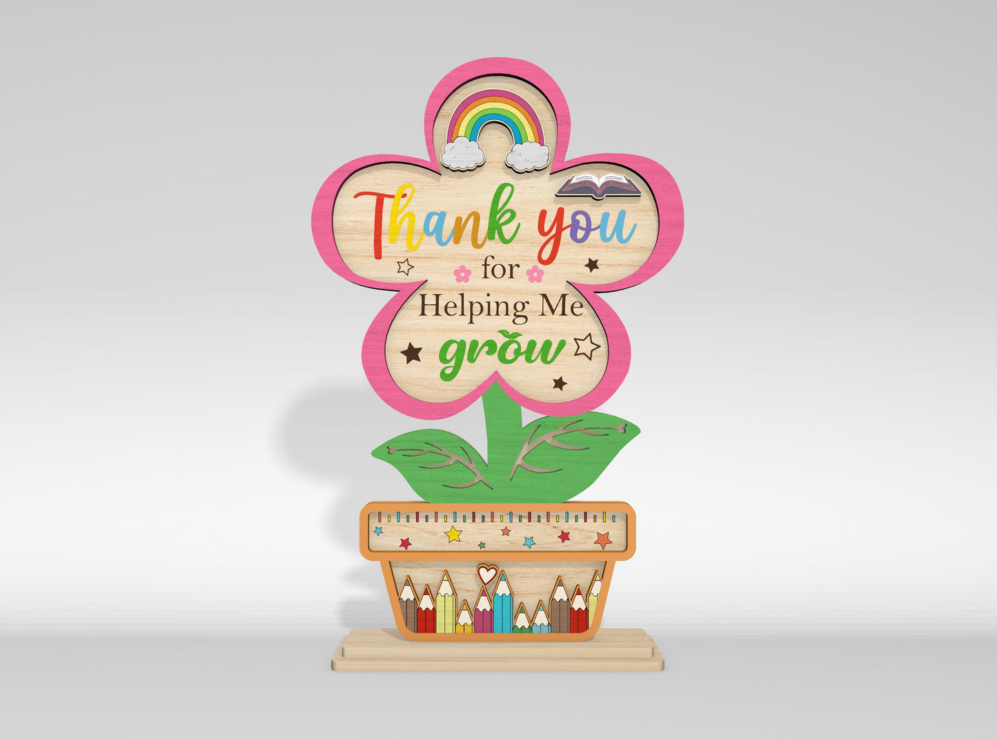 Teacher Appreciation Tabletop Decor SVG Laser Cut File for Glowforge and xTool